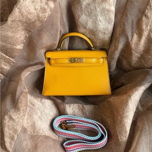 Hermès Mustard Yellow mini Kelly 20 Bag GHW